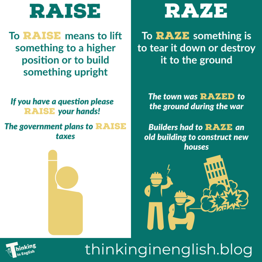 Commonly confused - raise vs raze - Thinking in English